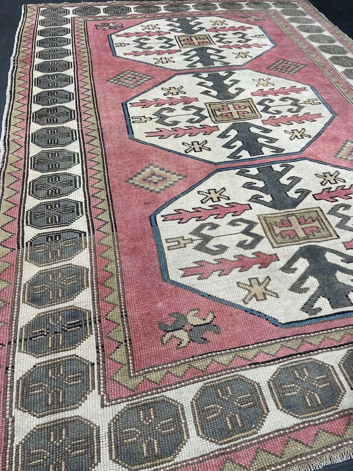 Beige Turkish Runner Rug 5' 5" x 7' 5" Hand-Knotted | No. WR42501