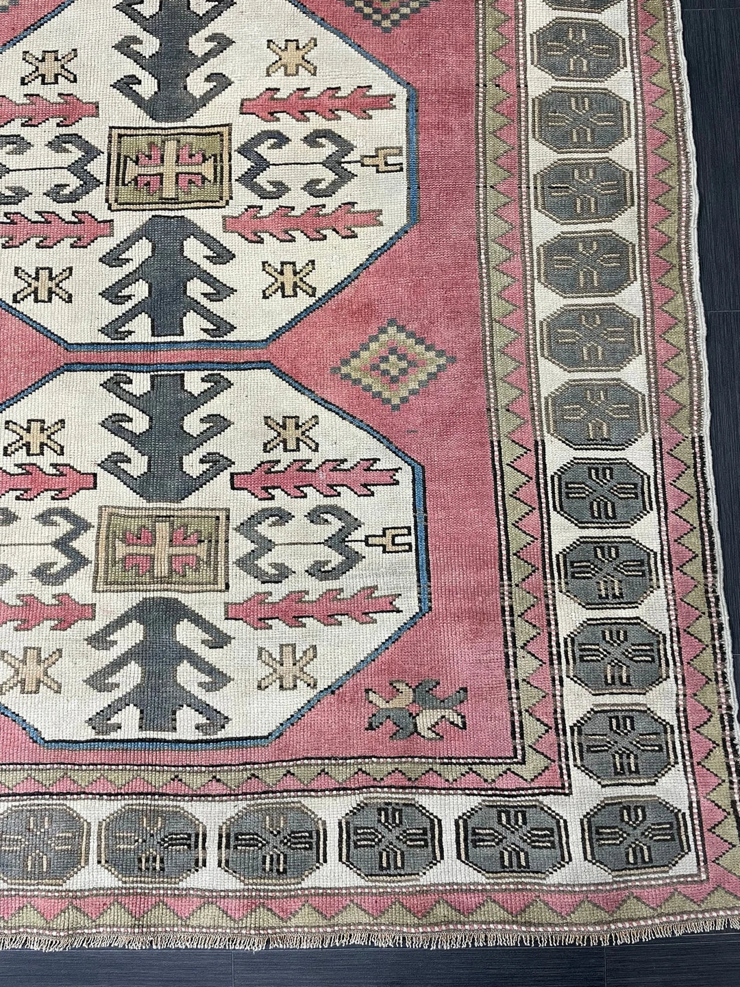 Beige Turkish Runner Rug 5' 5" x 7' 5" Hand-Knotted | No. WR42501