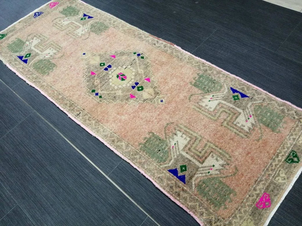 Beige Turkish Runner Rug 1' 5" x 3' 11" Hand-Knotted | No. WR42617