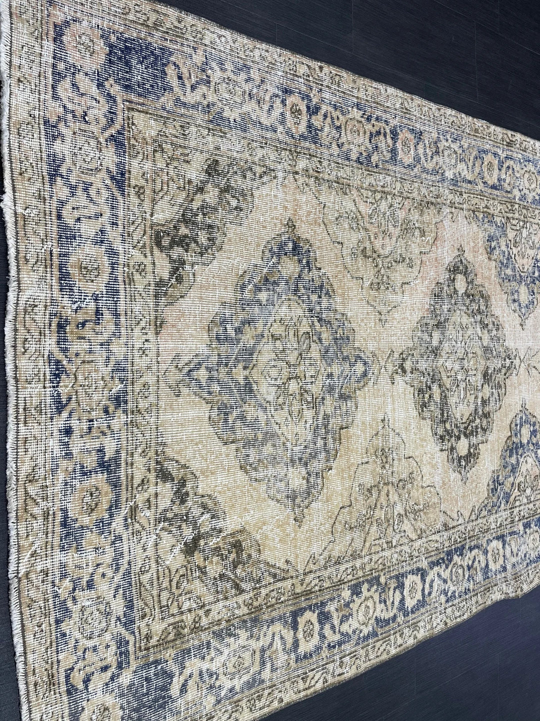Beige Turkish Runner Rug 4' 9" x 11' 9" Hand-Knotted | No. WR42634