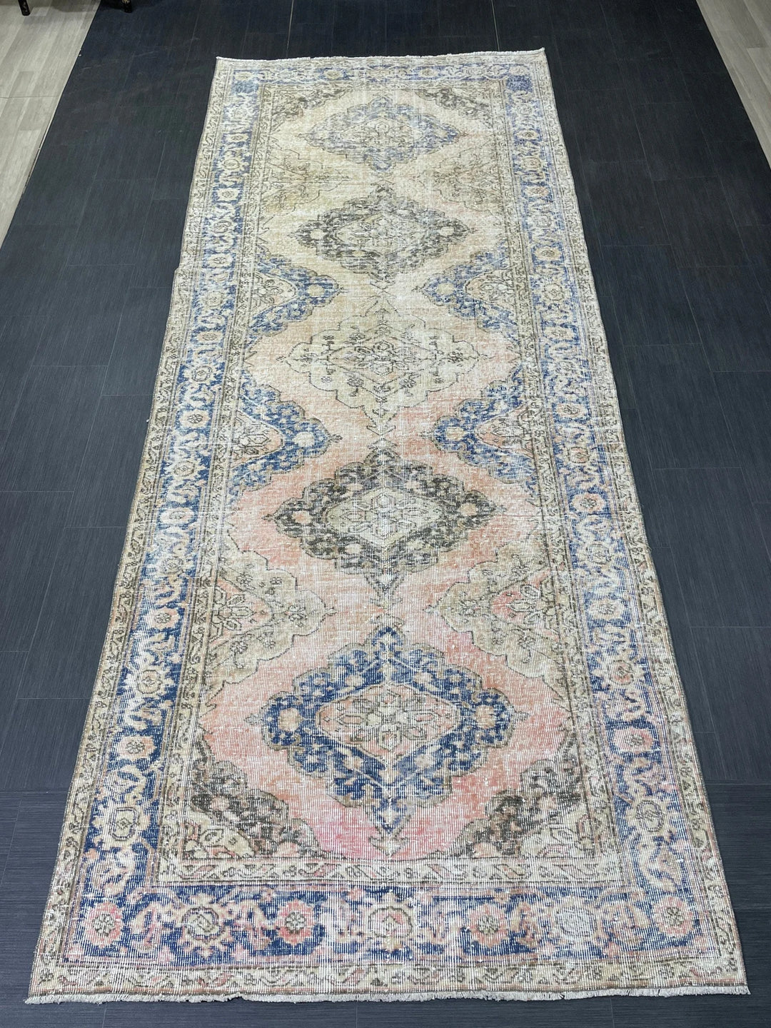 Beige Turkish Runner Rug 4' 9" x 11' 9" Hand-Knotted | No. WR42634