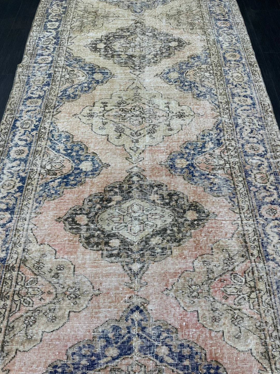 Beige Turkish Runner Rug 4' 9" x 11' 9" Hand-Knotted | No. WR42634