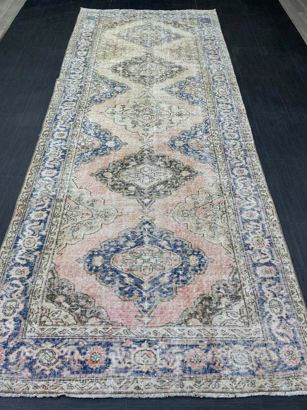 Beige Turkish Runner Rug 4' 9" x 11' 9" Hand-Knotted | No. WR42634