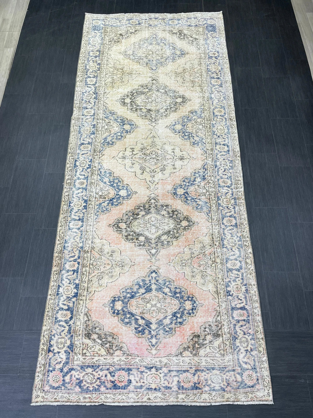 Beige Turkish Runner Rug 4' 9" x 11' 9" Hand-Knotted | No. WR42634