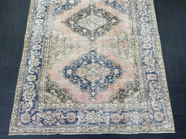 Beige Turkish Runner Rug 4' 9" x 11' 9" Hand-Knotted | No. WR42634