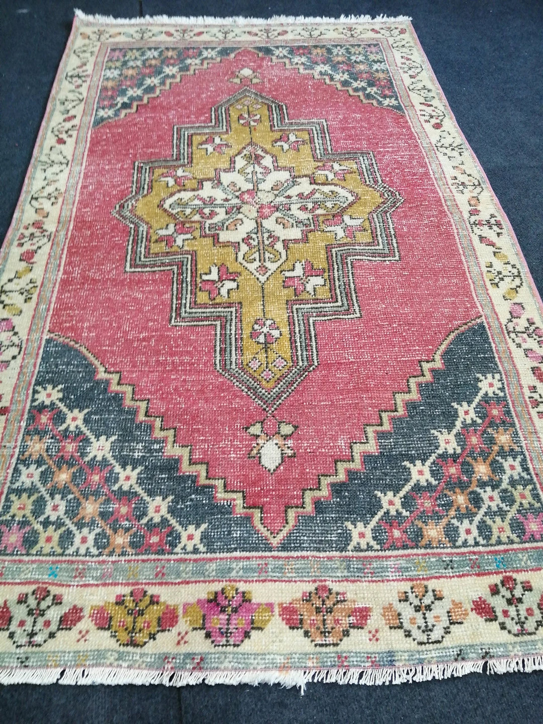 Blue Turkish Runner Rug 3' 6" x 6' Hand-Knotted | No. WR42858