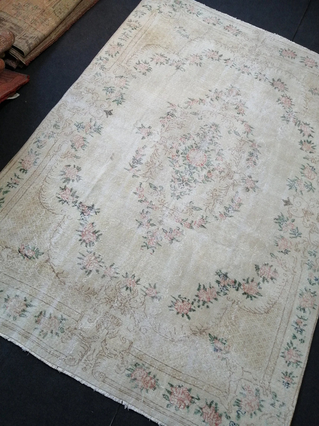 Beige Turkish Runner Rug 7' x 10' Hand-Knotted | No. WR43826