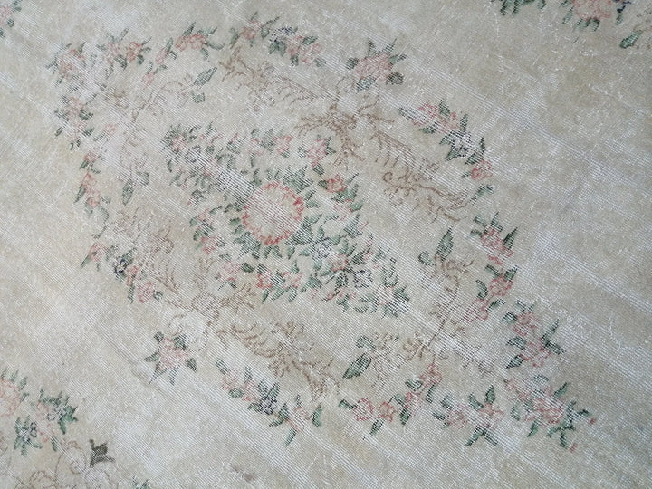 Beige Turkish Runner Rug 7' x 10' Hand-Knotted | No. WR43826