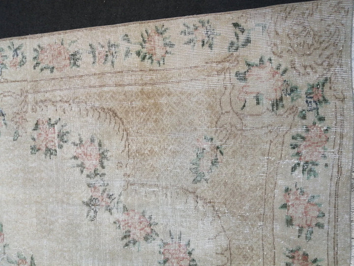 Beige Turkish Runner Rug 7' x 10' Hand-Knotted | No. WR43826