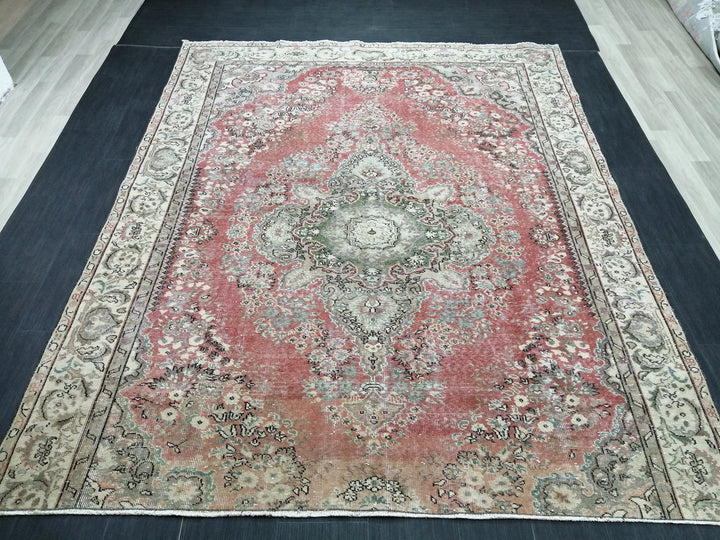 Rust Turkish Runner Rug 7' 2" x 9' Hand-Knotted | No. WR44251