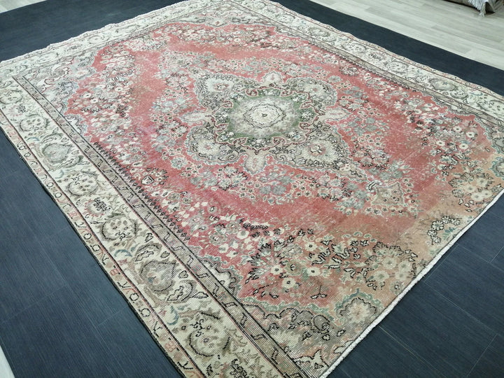 Rust Turkish Runner Rug 7' 2" x 9' Hand-Knotted | No. WR44251