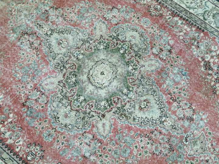 Rust Turkish Runner Rug 7' 2" x 9' Hand-Knotted | No. WR44251
