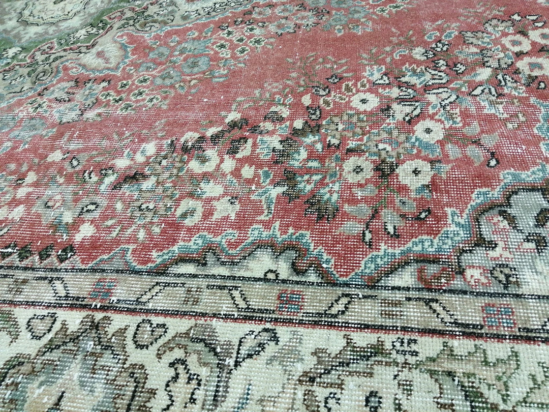 Rust Turkish Runner Rug 7' 2" x 9' Hand-Knotted | No. WR44251