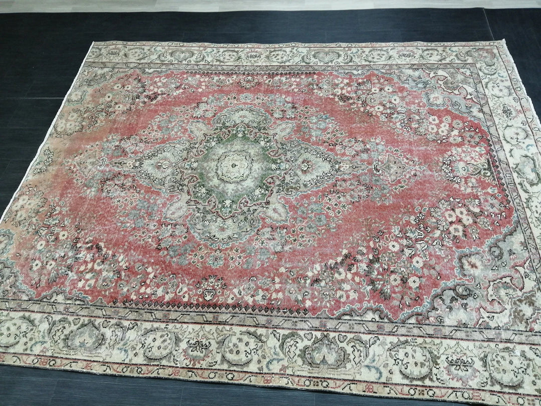 Rust Turkish Runner Rug 7' 2" x 9' Hand-Knotted | No. WR44251