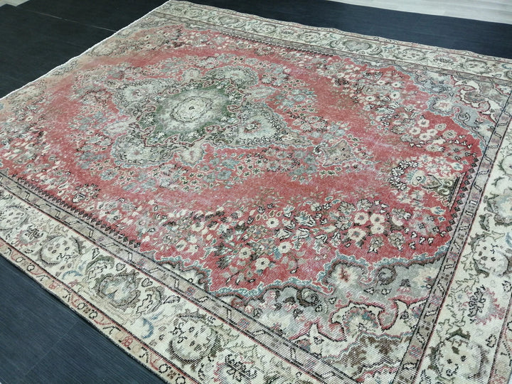 Rust Turkish Runner Rug 7' 2" x 9' Hand-Knotted | No. WR44251
