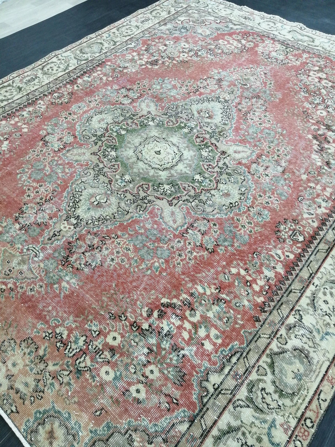 Rust Turkish Runner Rug 7' 2" x 9' Hand-Knotted | No. WR44251