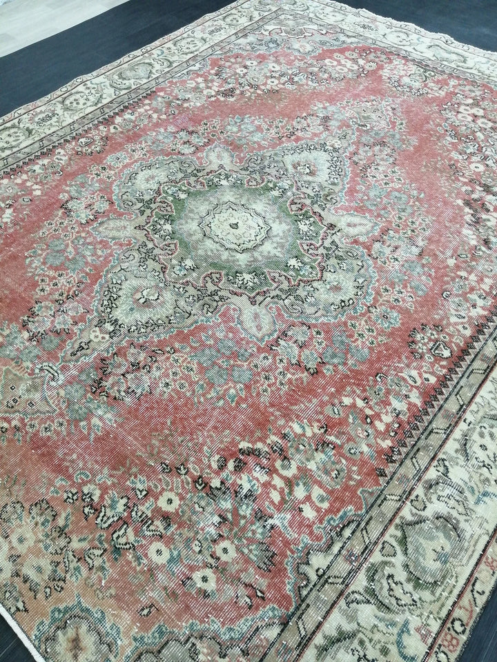 Rust Turkish Runner Rug 7' 2" x 9' Hand-Knotted | No. WR44251