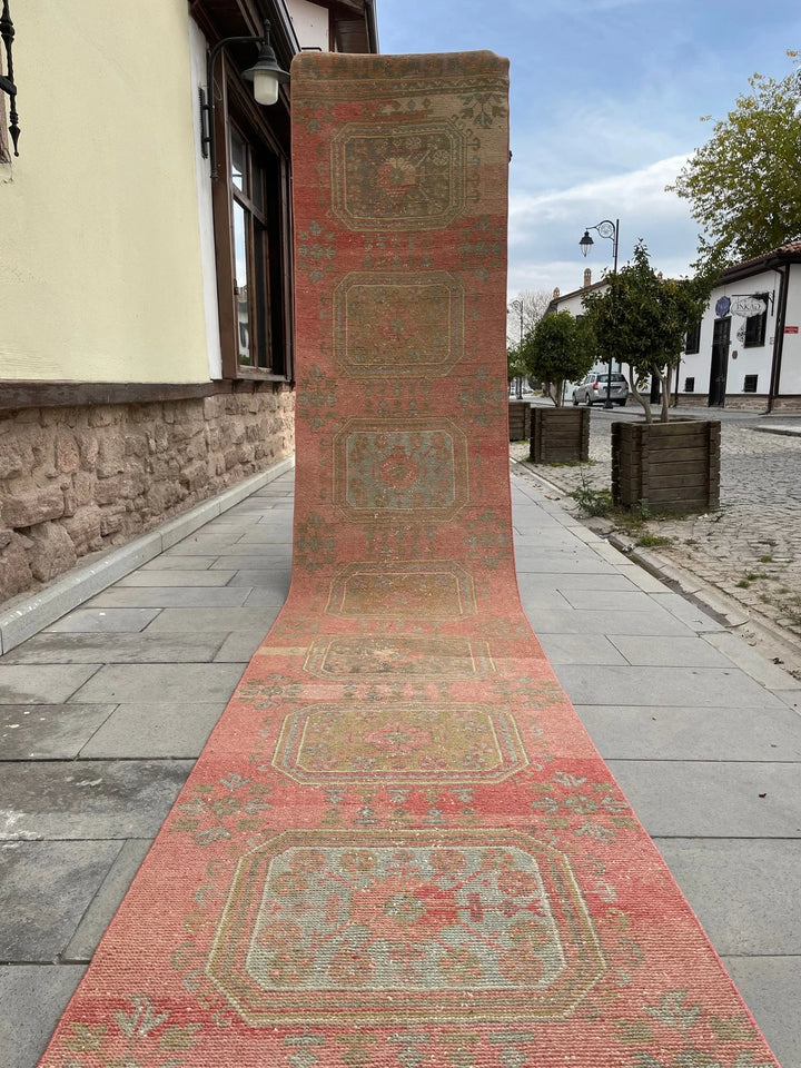 Beige Turkish Runner Rug 2' 9" x 18' 10" Hand-Knotted | No. WR44298