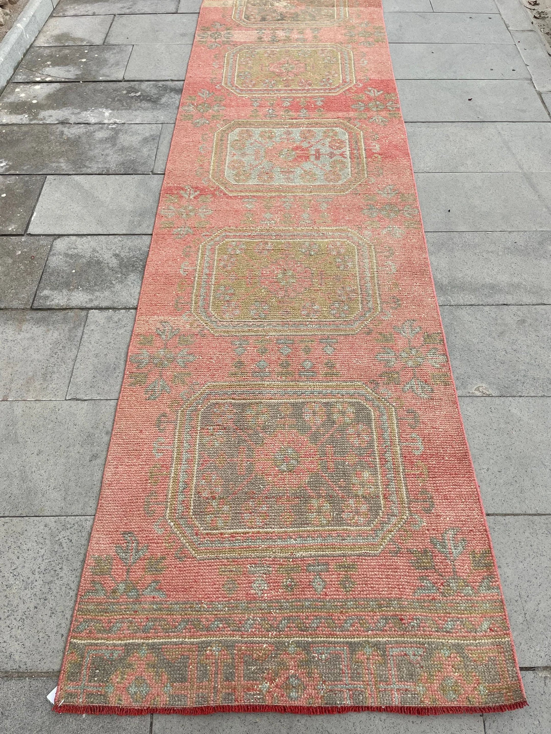 Beige Turkish Runner Rug 2' 9" x 18' 10" Hand-Knotted | No. WR44298