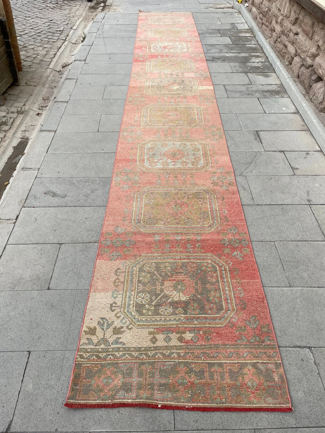 Beige Turkish Runner Rug 2' 9" x 18' 10" Hand-Knotted | No. WR44298