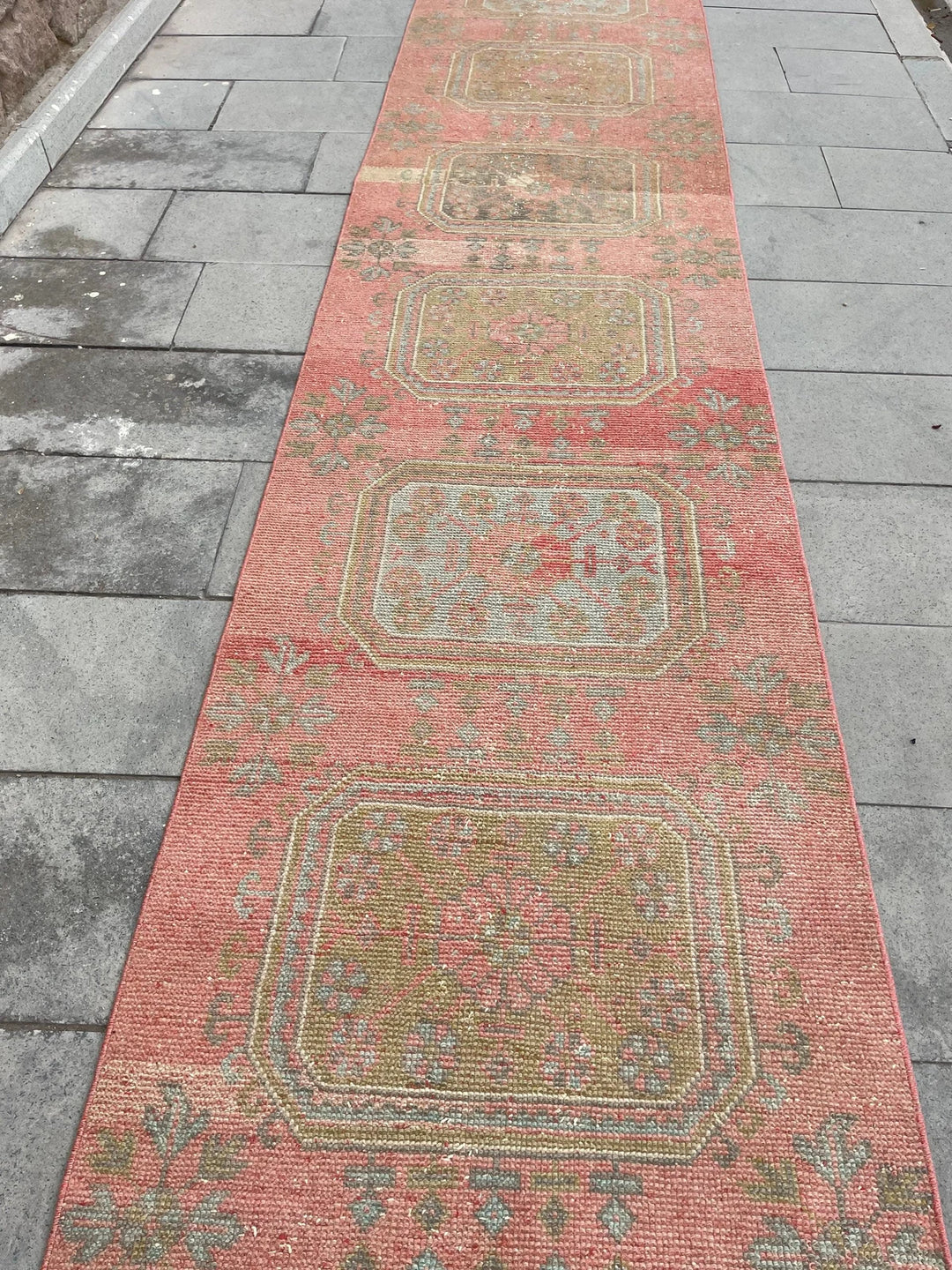 Beige Turkish Runner Rug 2' 9" x 18' 10" Hand-Knotted | No. WR44298