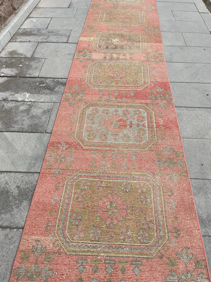 Beige Turkish Runner Rug 2' 9" x 18' 10" Hand-Knotted | No. WR44298