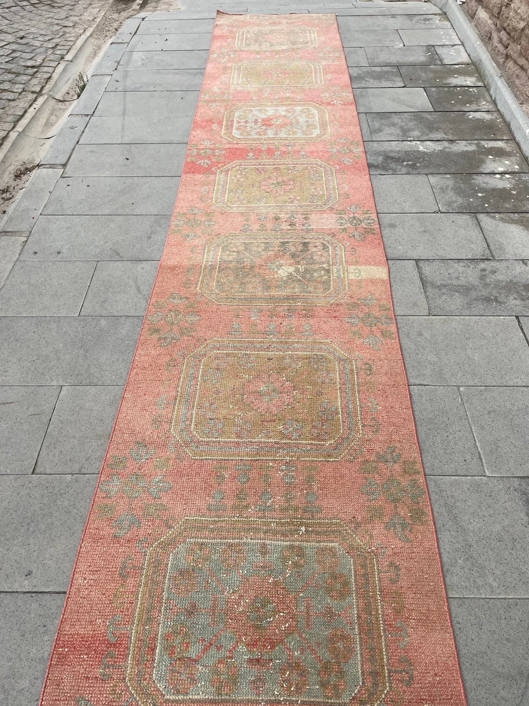 Beige Turkish Runner Rug 2' 9" x 18' 10" Hand-Knotted | No. WR44298