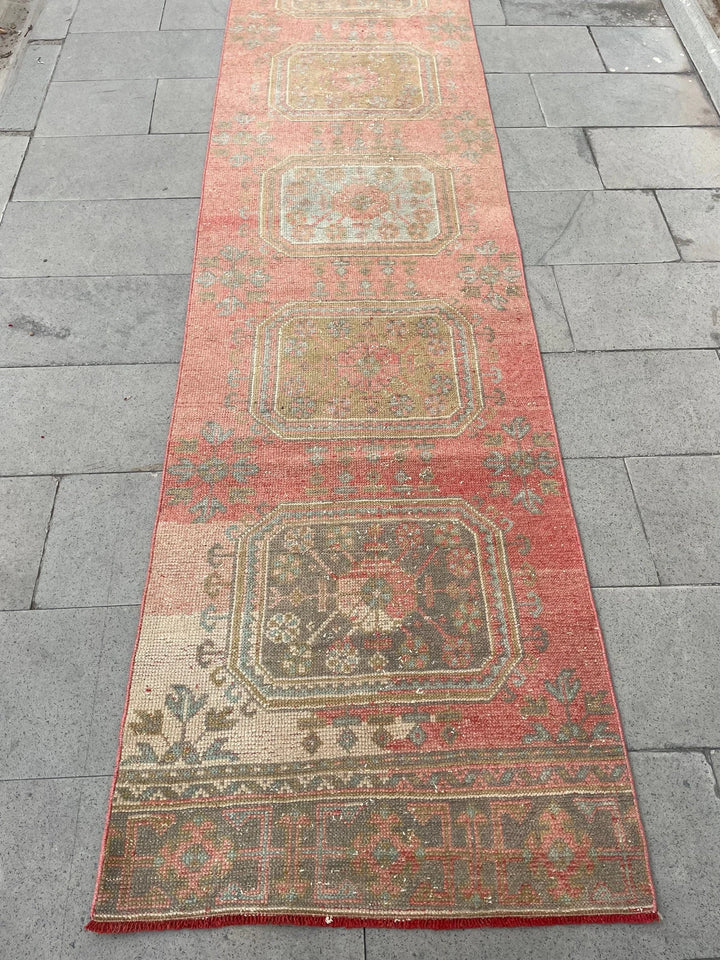 Beige Turkish Runner Rug 2' 9" x 18' 10" Hand-Knotted | No. WR44298