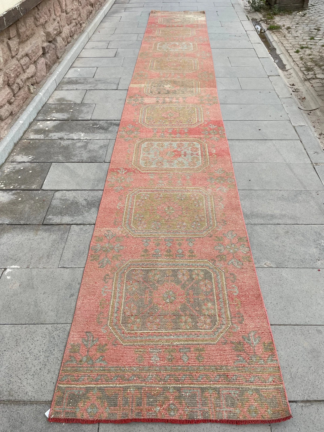 Beige Turkish Runner Rug 2' 9" x 18' 10" Hand-Knotted | No. WR44298