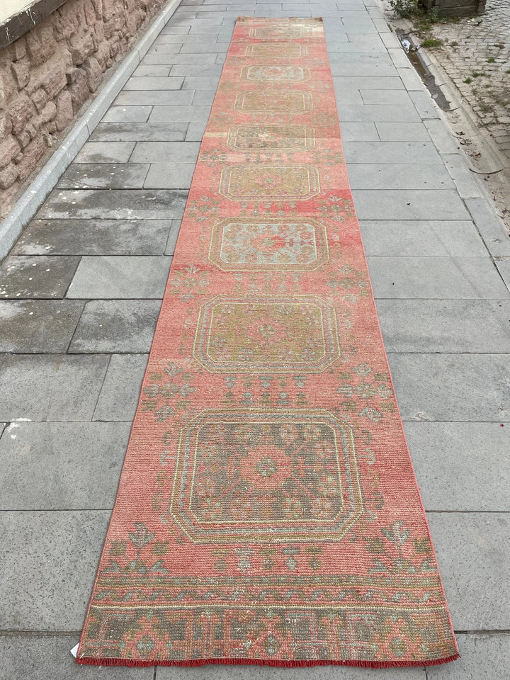 Beige Turkish Runner Rug 2' 9" x 18' 10" Hand-Knotted | No. WR44298