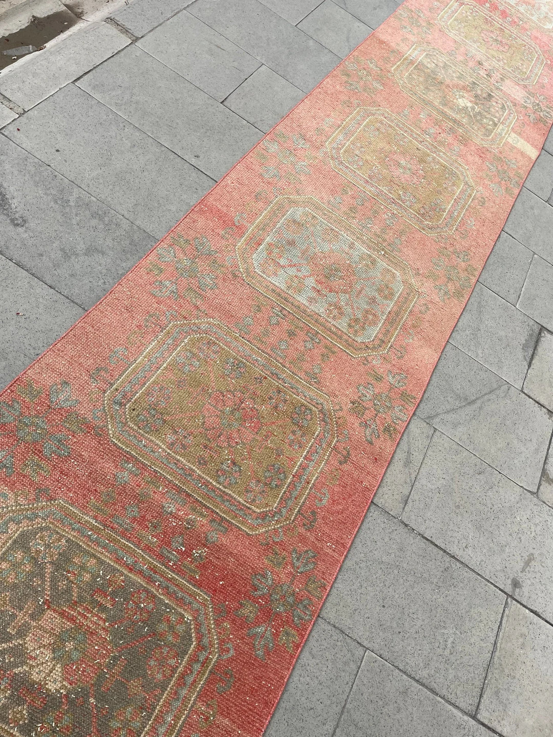 Beige Turkish Runner Rug 2' 9" x 18' 10" Hand-Knotted | No. WR44298