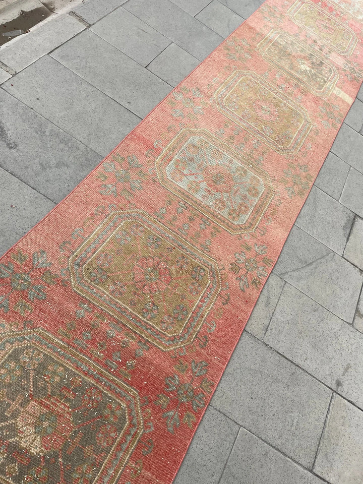Beige Turkish Runner Rug 2' 9" x 18' 10" Hand-Knotted | No. WR44298