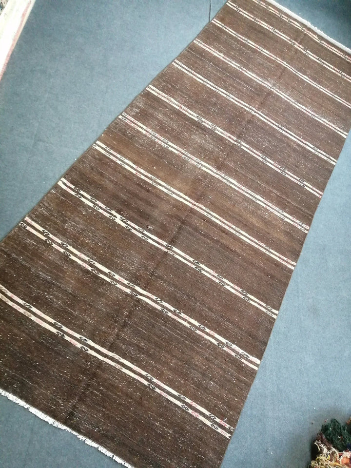 Beige Turkish Runner Rug 4' 11" x 12' 7" Hand-Knotted | No. WR44722