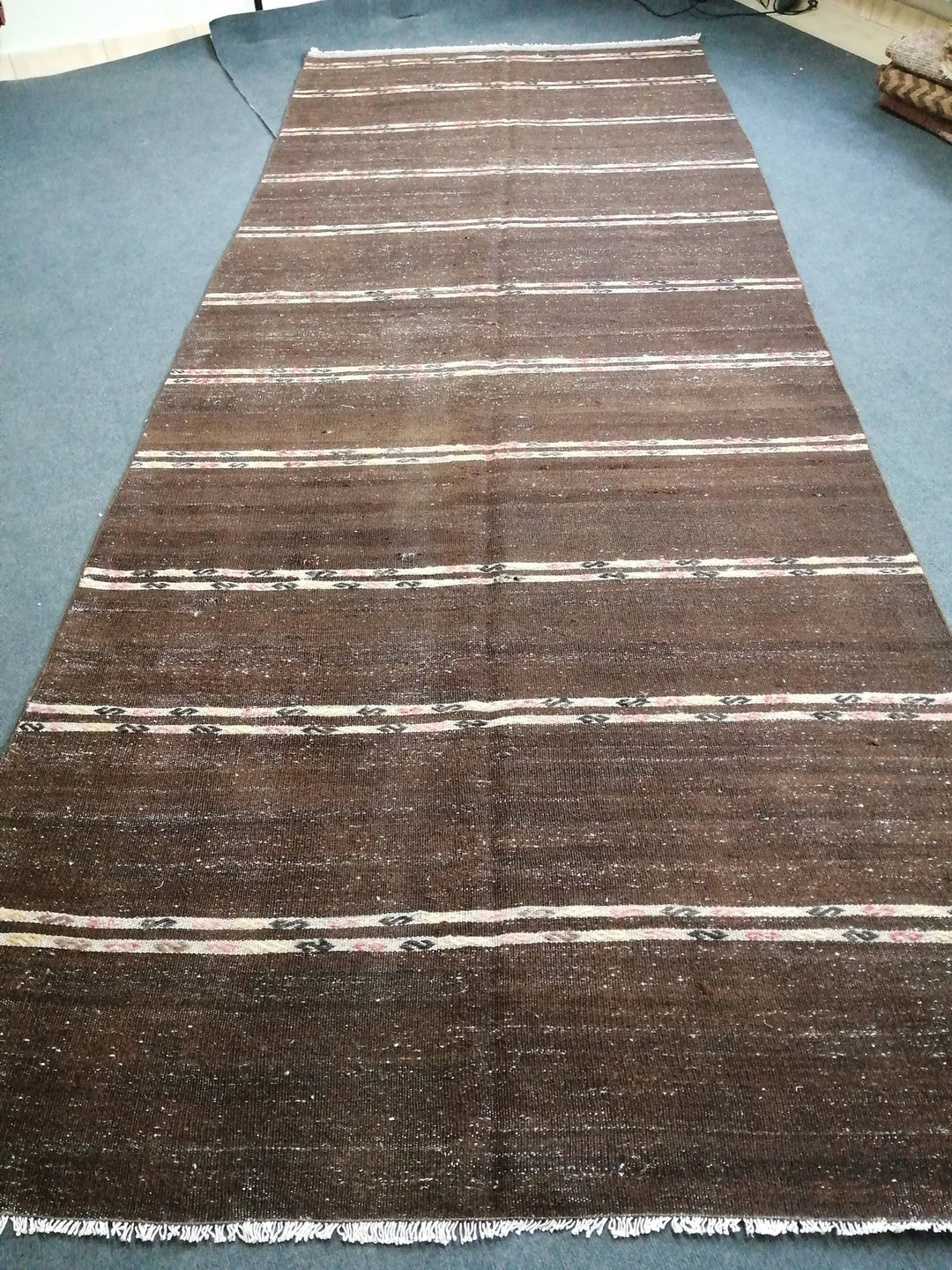 Beige Turkish Runner Rug 4' 11" x 12' 7" Hand-Knotted | No. WR44722
