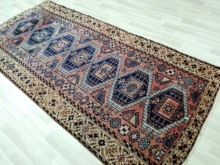 Blue Turkish Runner Rug 4' 10" x 10' 2" Hand-Knotted | No. WR44886