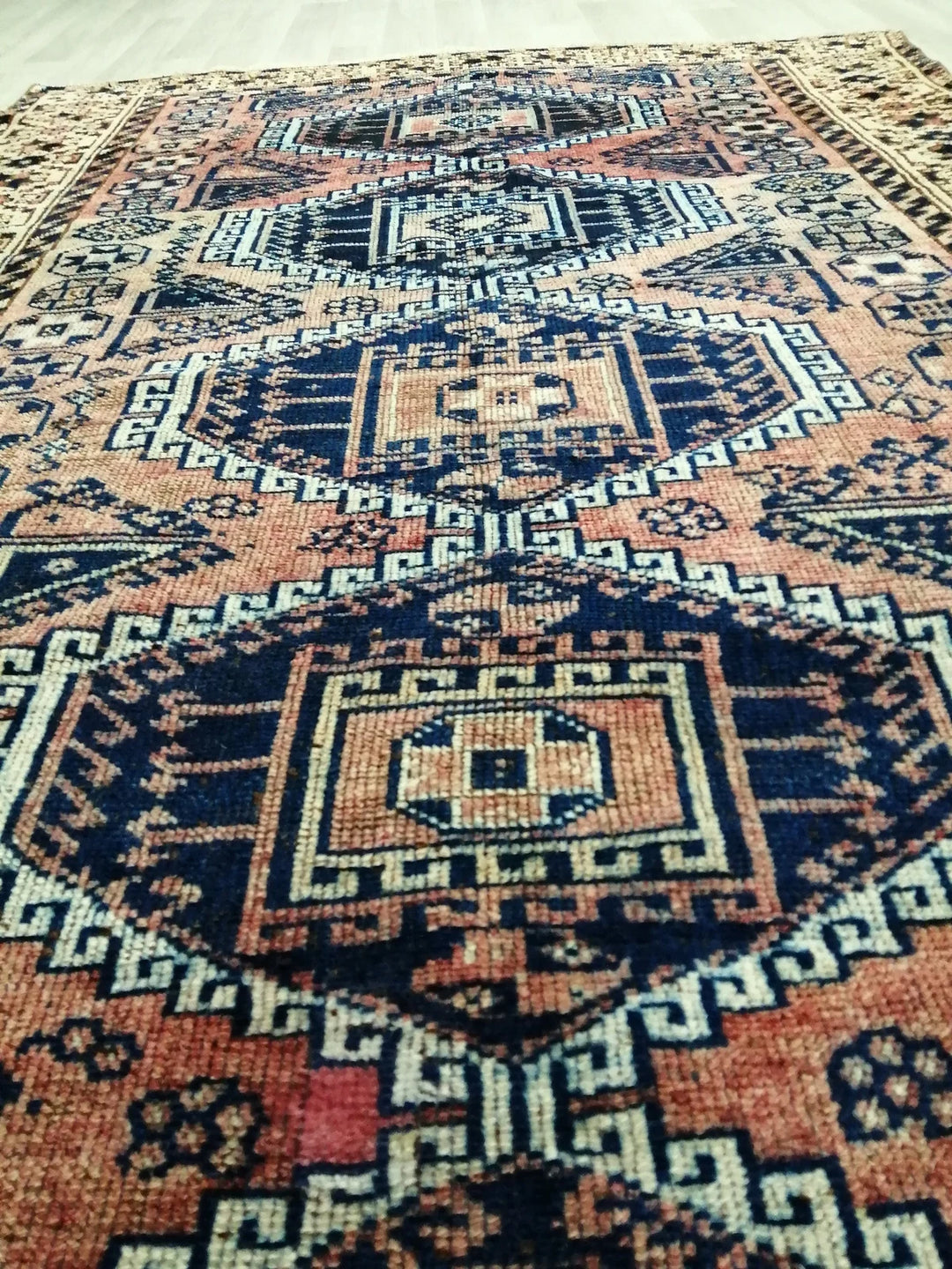Blue Turkish Runner Rug 4' 10" x 10' 2" Hand-Knotted | No. WR44886