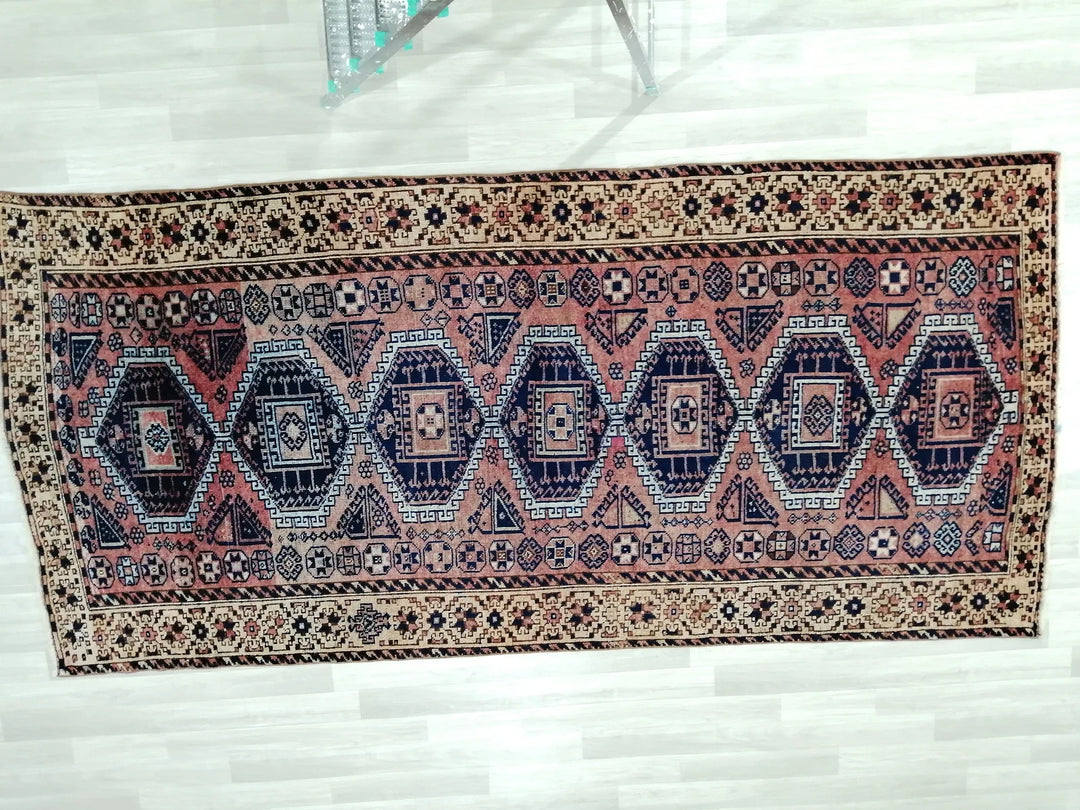 Blue Turkish Runner Rug 4' 10" x 10' 2" Hand-Knotted | No. WR44886