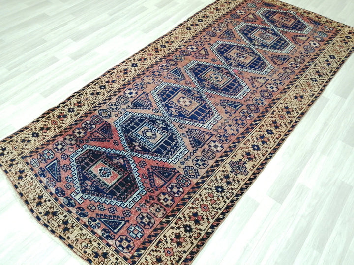 Blue Turkish Runner Rug 4' 10" x 10' 2" Hand-Knotted | No. WR44886