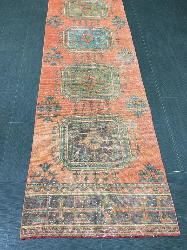 Red Turkish Runner Rug 2' 9" x 11' 1" Hand-Knotted | No. WR45097