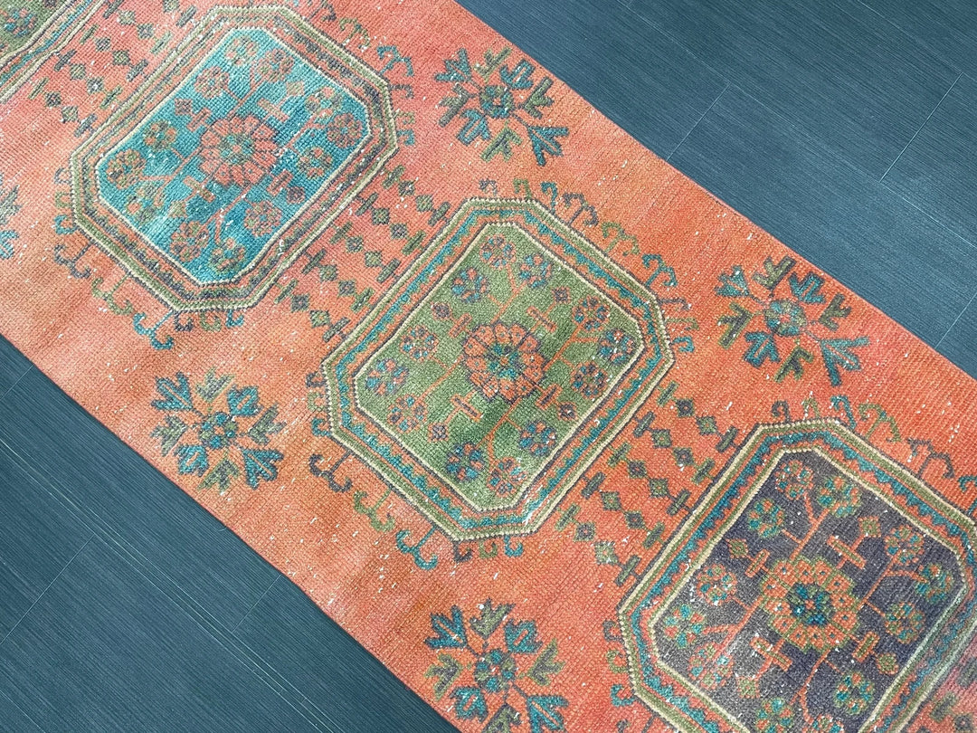 Red Turkish Runner Rug 2' 9" x 11' 1" Hand-Knotted | No. WR45097