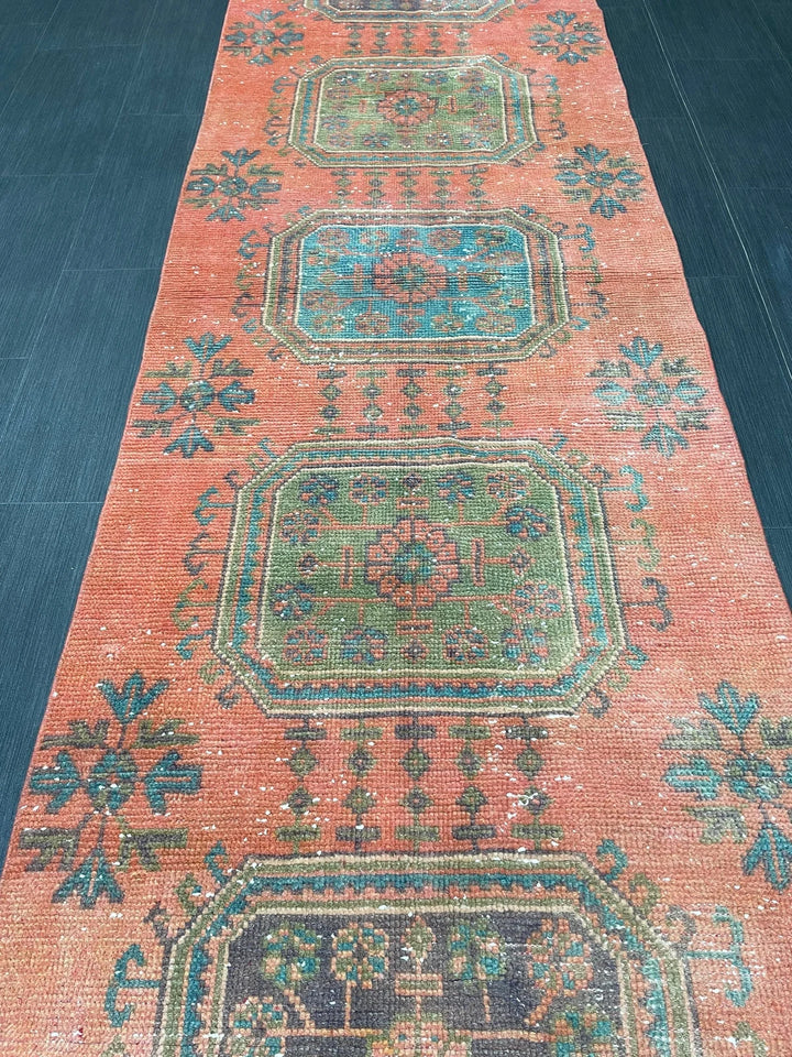 Red Turkish Runner Rug 2' 9" x 11' 1" Hand-Knotted | No. WR45097