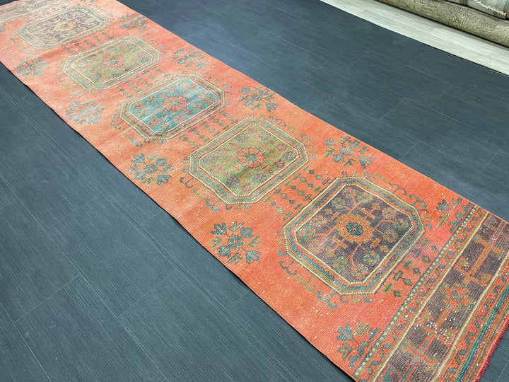 Red Turkish Runner Rug 2' 9" x 11' 1" Hand-Knotted | No. WR45097