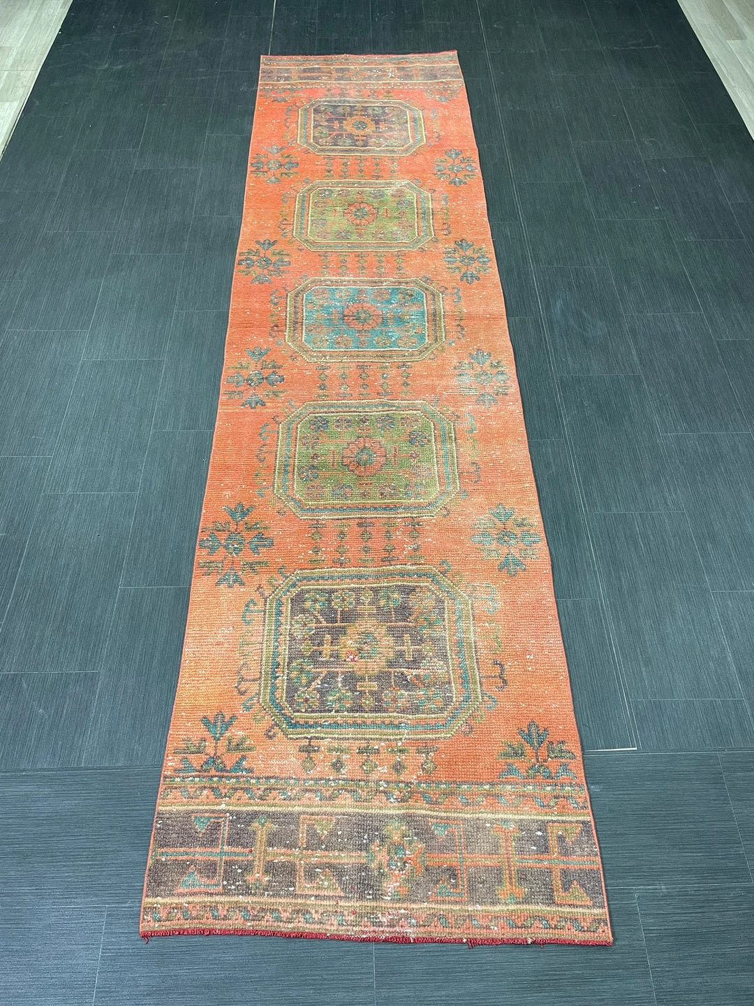 Red Turkish Runner Rug 2' 9" x 11' 1" Hand-Knotted | No. WR45097