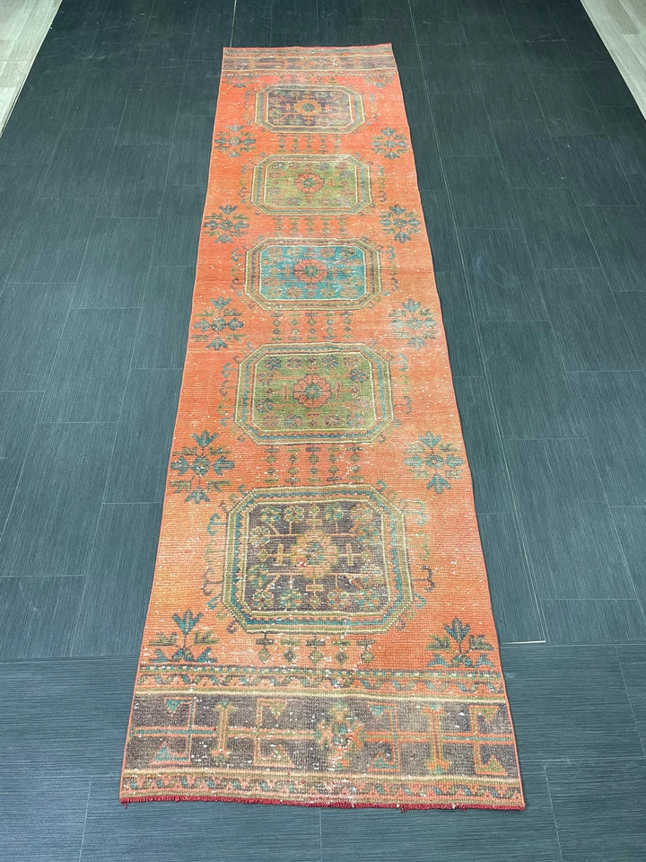 Red Turkish Runner Rug 2' 9" x 11' 1" Hand-Knotted | No. WR45097