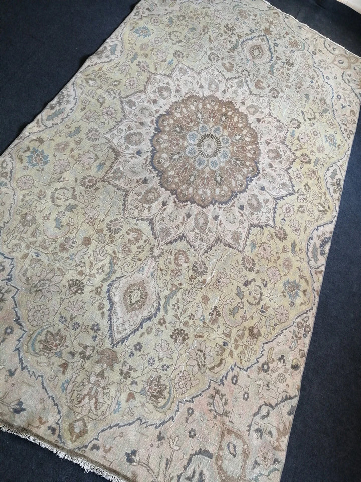 Beige Turkish Runner Rug 6' x 11' Hand-Knotted | No. WR45171