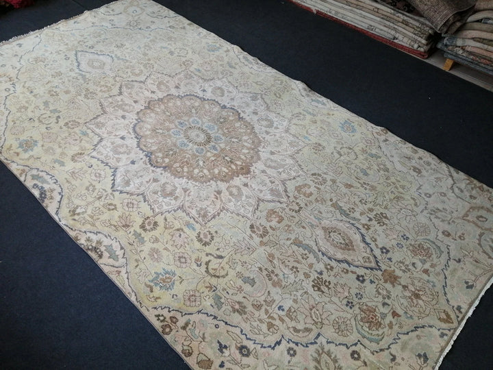 Beige Turkish Runner Rug 6' x 11' Hand-Knotted | No. WR45171