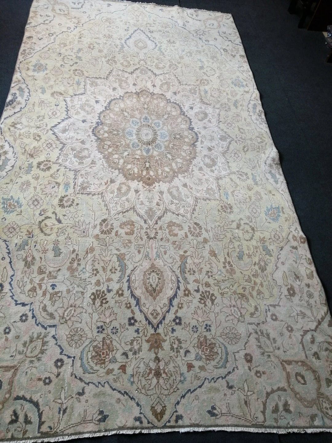 Beige Turkish Runner Rug 6' x 11' Hand-Knotted | No. WR45171