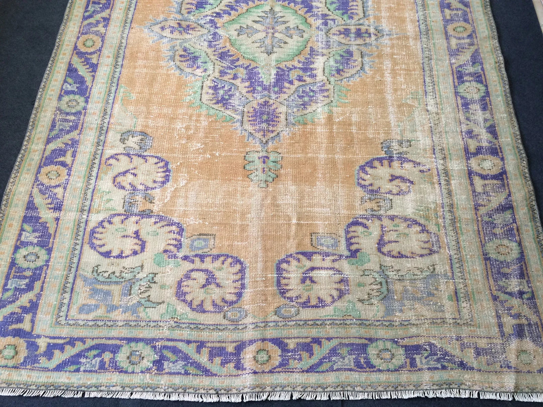 Beige Turkish Runner Rug 6' 2" x 10' Hand-Knotted | No. WR45178