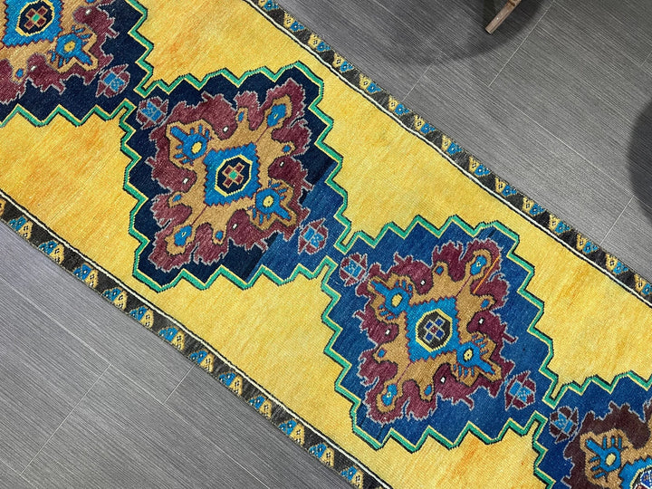 Yellow Turkish Runner Rug 2' 2" x 7' 2" Hand-Knotted | No. WR45214