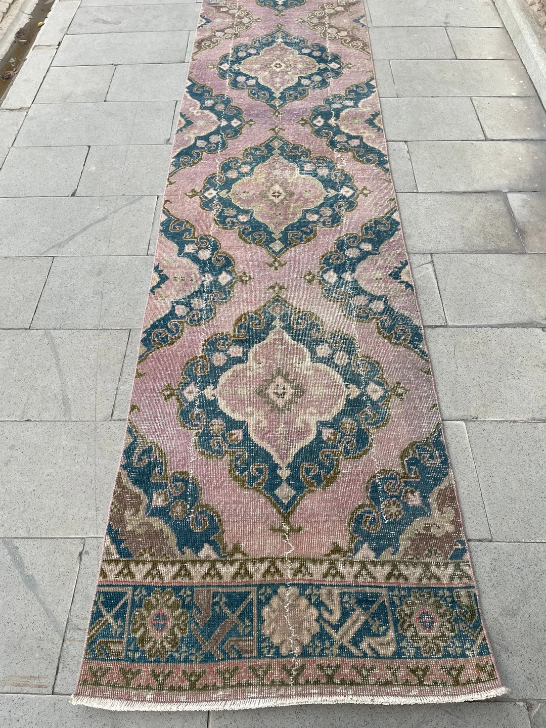 Beige Turkish Runner Rug 2' 8" x 22' 11" Hand-Knotted | No. WR45360
